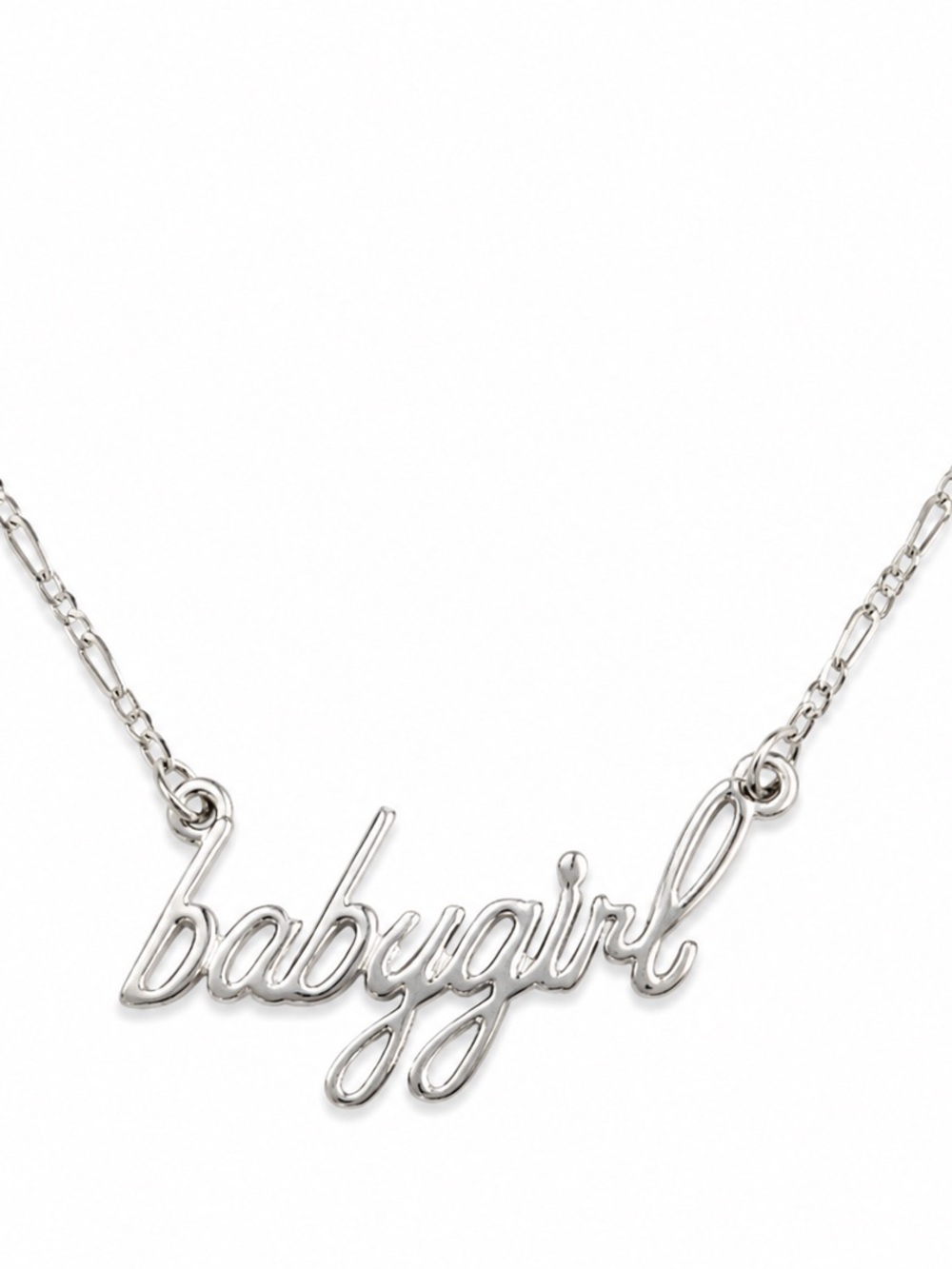 Guess Silver Babygirl Script Necklace NWT